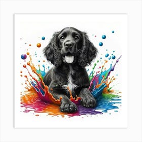 Black Spaniel Splash Art Print