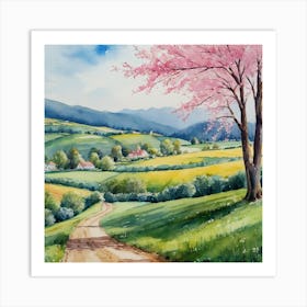 Cherry Blossoms On The Road Art Print