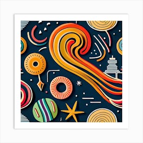 Donut Clocks, Abstract Background, Doodle Clocks, Enter My World Art Print