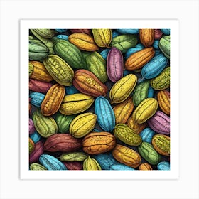 Colorful Cocoa Beans Seamless Pattern Art Print