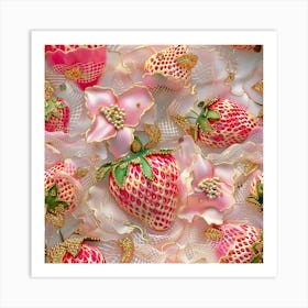 Pink Strawberries Art Print