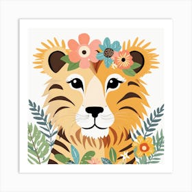 Floral Cute Baby Lion Nursery Illustration (10) 1 Art Print
