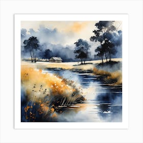 Watercolor Meadow Nature Painting (18) Art Print