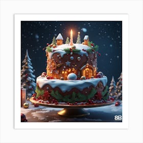 Christmas Cake Art Print