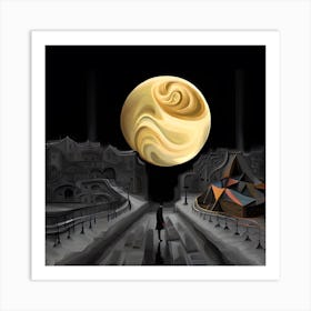 Moon Over The City Art Print