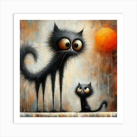 Abstract cats 6 Art Print