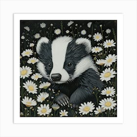 Baby Badger Fairycore Painting 4 Art Print