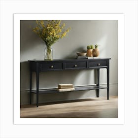 Black Console Table With Turnwood Legs Art Print