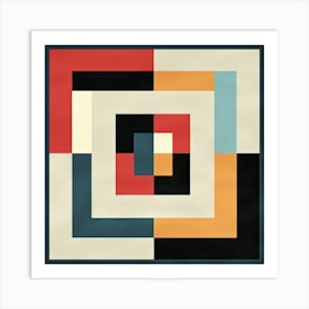 Squares symmetry, Geometric art, Mid Century Art Print