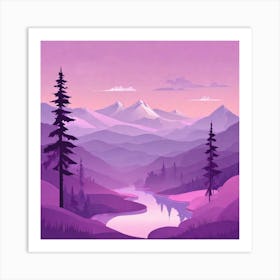 Misty mountains background in purple tone 123 Art Print