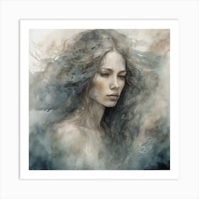 Woman With Long Hair Art Print