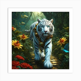 White Tiger In The Forest Art Print