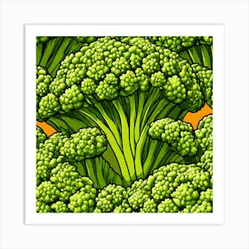 Seamless Pattern Of Broccoli 7 Art Print