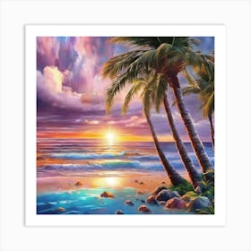 Sunset At The Beach Art Print