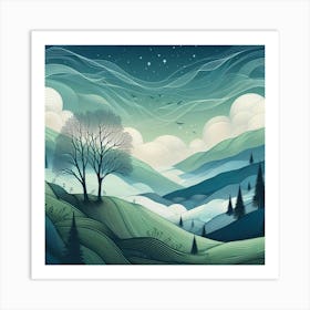 Landscape With Trees 1 Art Print