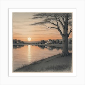 Sunset By The Lake Art Print