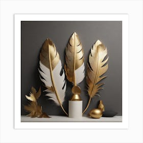 Golden feathers 3 Art Print