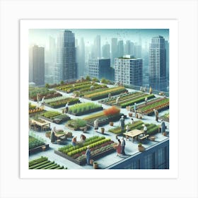 Urban Farming On A Rooftop Art Print