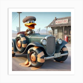 Donald Duck In A Car 7 Art Print