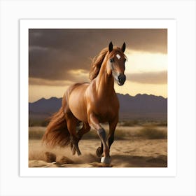 Horse Running In The Desert Art Print