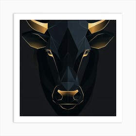 Black and Gold Bull Head Art Print