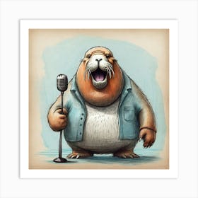 Polar Bear Singing Art Print