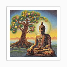 Buddha And Tree Art Print