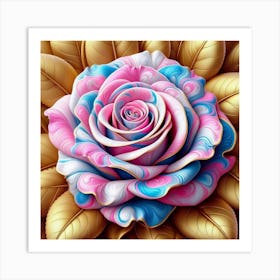 Pink And Blue Rose Art Print