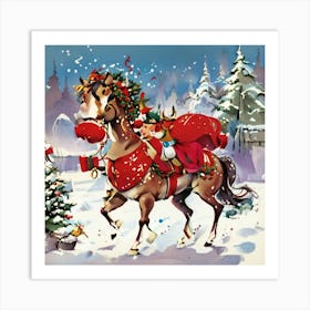 Santa On Horseback Art Print