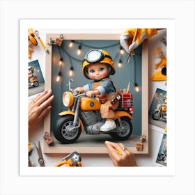 Kid On A Motorcycle Art Print