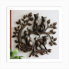 Cat On A Branch Art Print