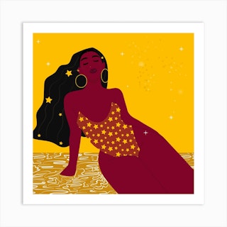 Twinkle Red Square Art Print