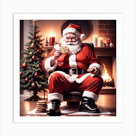 Santa Claus Eating Cookies 23 Art Print