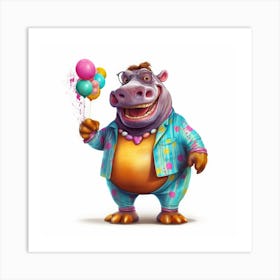 Cartoon Hippo Art Print