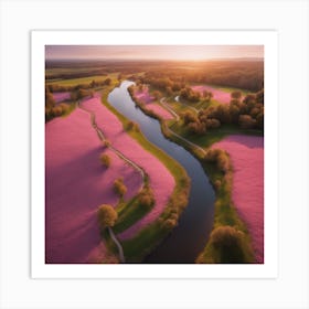 Pink Fields At Sunset 2 Art Print