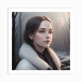 Girl In The Woods Art Print