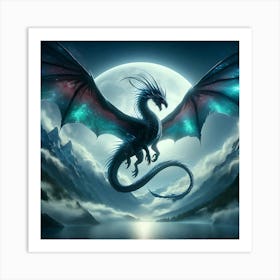 Dragon On The Moon Art Print