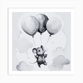 Mouse With Balloons 2 Art Print