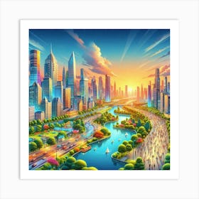 Futuristic Cityscape 1 Art Print