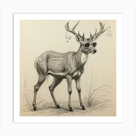 Deer With Sunglasses 1 Art Print