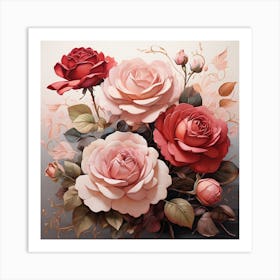 Roses In A Vase Art Print