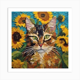 Van Gogh Cat Artwork Showcasing 1 Art Print