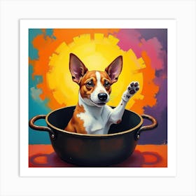 Dog In A Pot Saying Hi Art Print