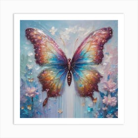 Butterfly with flowers Art Print