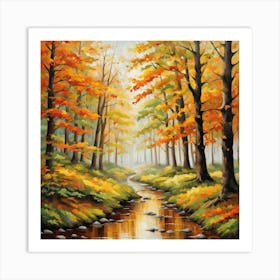 Forest In Autumn In Minimalist Style Square Composition 298 Art Print