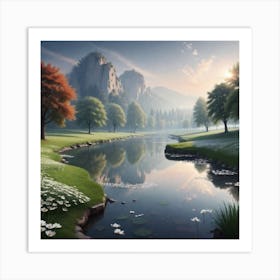 Sunrise At The Lake Art Print