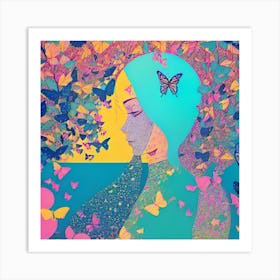 Butterfly Portrait Of A Woman Art Print