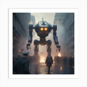 Giant Robot In A City 6 Art Print