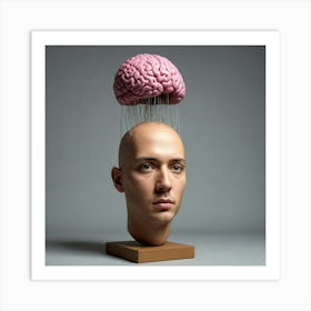 Brain Model On A Head Art Print