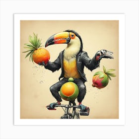 Toucan On A Bike 1 Art Print